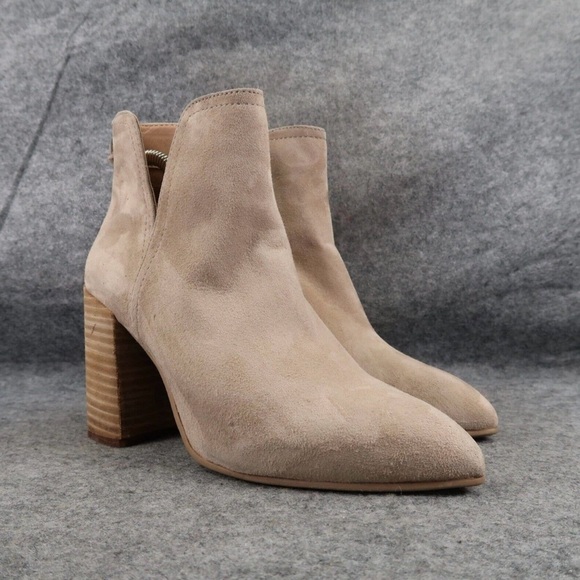 Steve Madden Shoes Womens 9 Bootie Thrived Leather Pointy Toe Block Heel Zip Tan - Picture 2 of 11